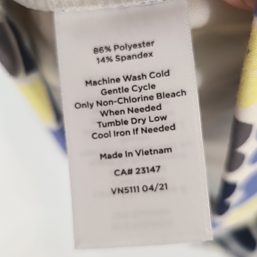 T by TALBOTS Quarter Zip Pullover Long Sleeve UPF 50+ Yellow/White/Gray/Blue, S - Picture 7 of 7